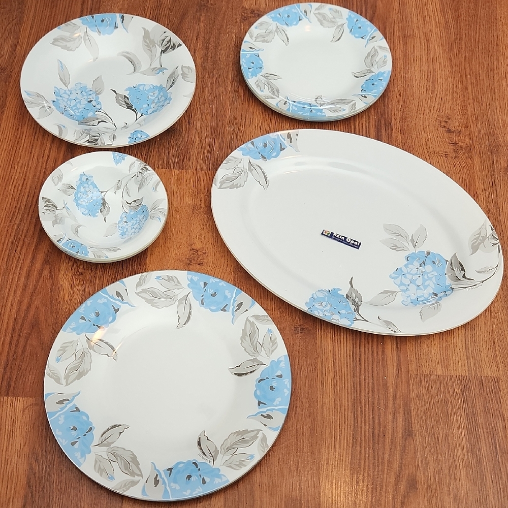 Azin Opal Blue Floral Dinnerware 8 Pieces